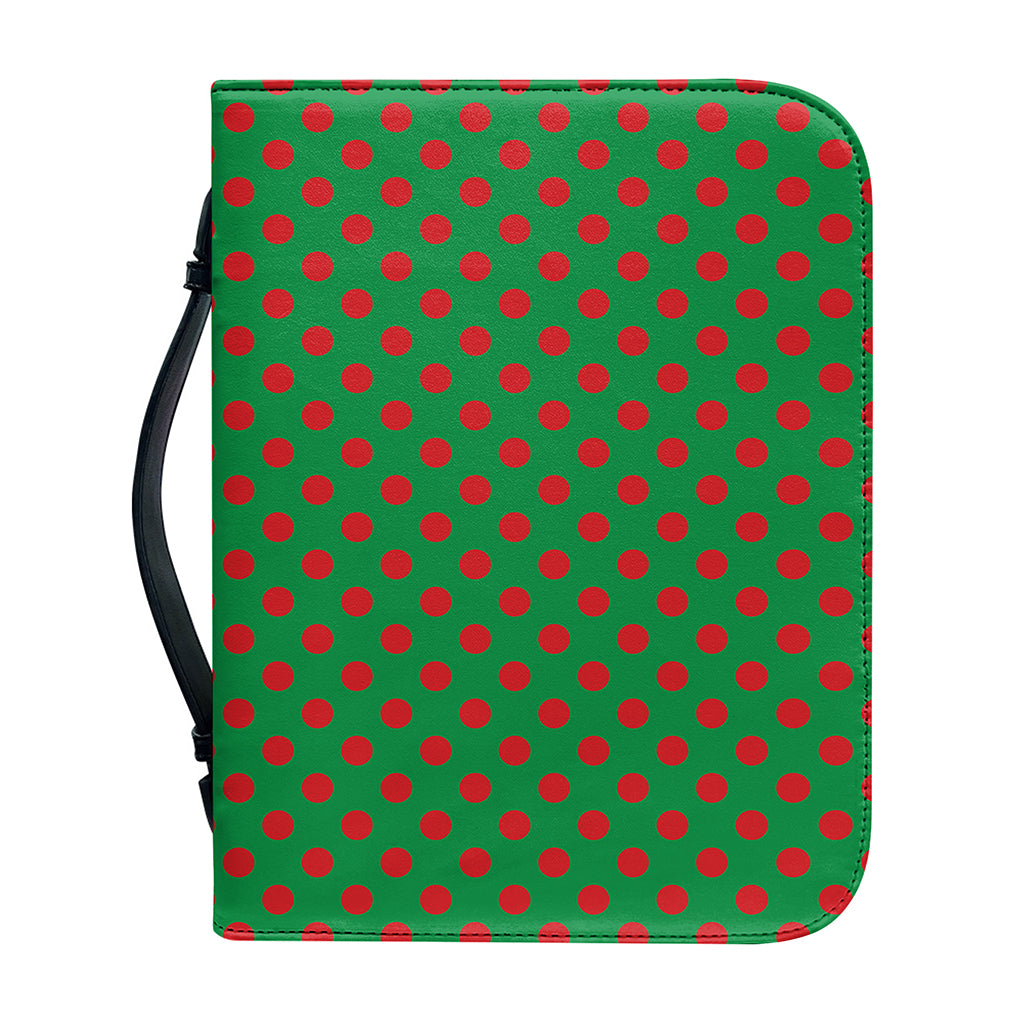Green And Red Polka Dot Pattern Print Leather Bible Cover