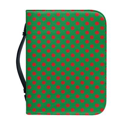Green And Red Polka Dot Pattern Print Leather Bible Cover