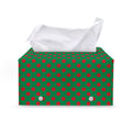 Green And Red Polka Dot Pattern Print Leather Tissue Box Cover