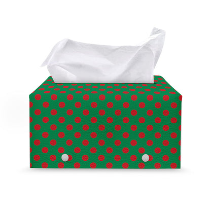 Green And Red Polka Dot Pattern Print Leather Tissue Box Cover