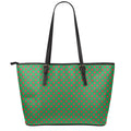 Green And Red Polka Dot Pattern Print Leather Tote Bag With Zipper