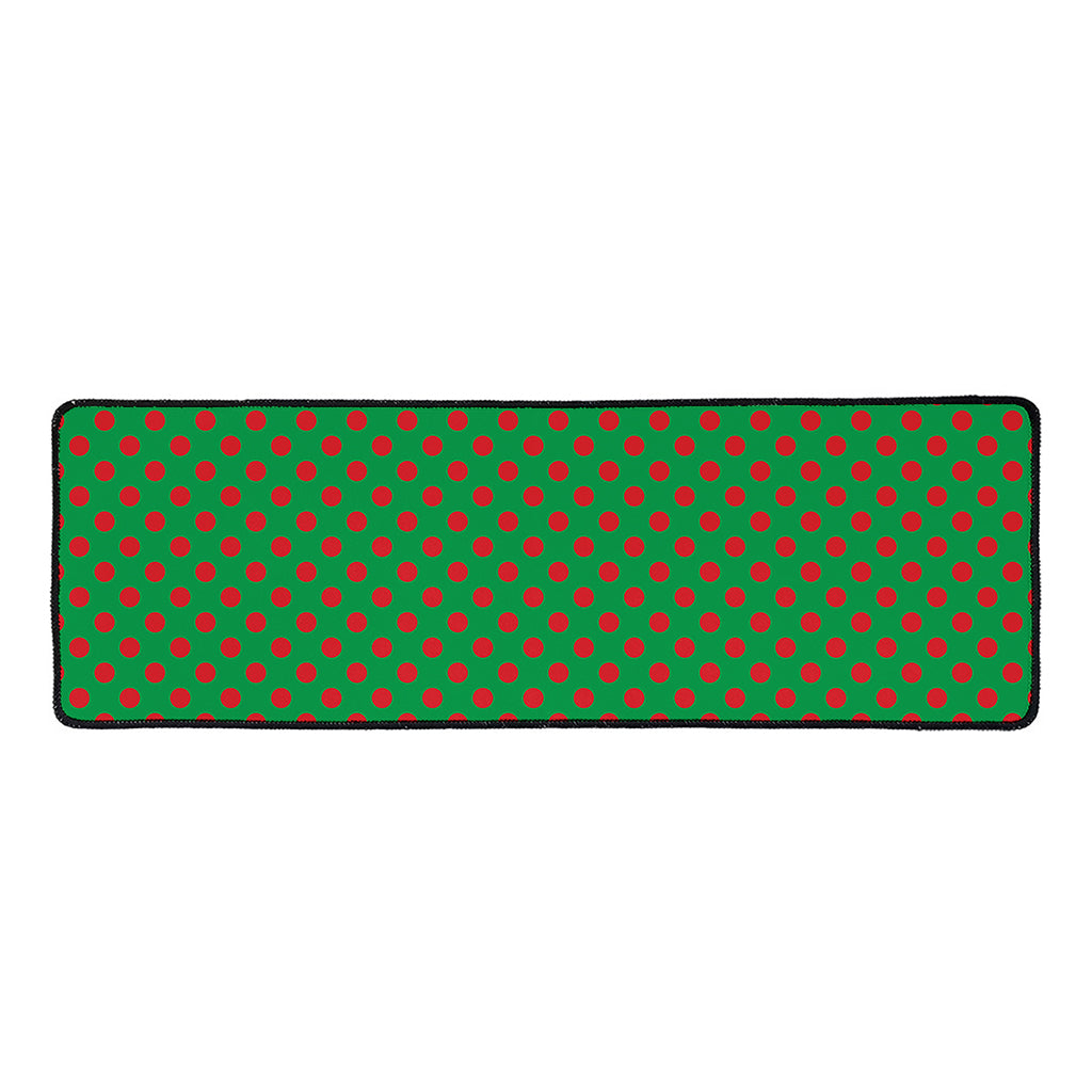 Green And Red Polka Dot Pattern Print Long Kitchen Mat