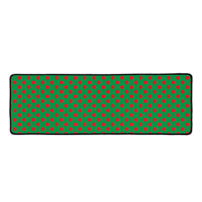 Green And Red Polka Dot Pattern Print Long Kitchen Mat