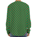 Green And Red Polka Dot Pattern Print Long Sleeve Baseball Jersey