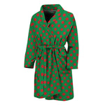 Green And Red Polka Dot Pattern Print Men's Bathrobe