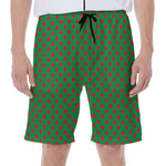 Green And Red Polka Dot Pattern Print Men's Beach Shorts