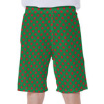 Green And Red Polka Dot Pattern Print Men's Beach Shorts