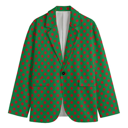Green And Red Polka Dot Pattern Print Men's Blazer