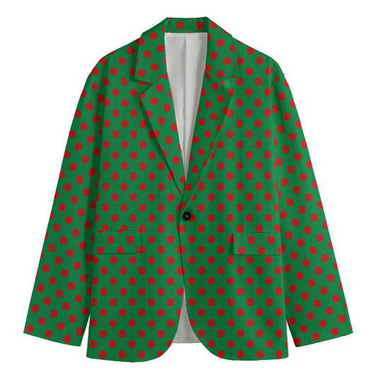 Green And Red Polka Dot Pattern Print Men's Blazer