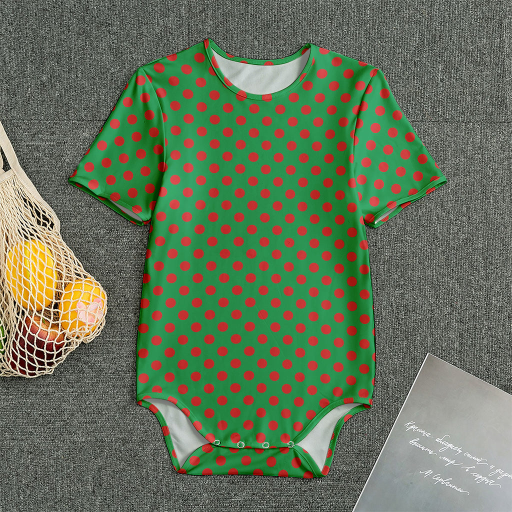 Green And Red Polka Dot Pattern Print Men's Bodysuit