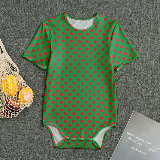Green And Red Polka Dot Pattern Print Men's Bodysuit