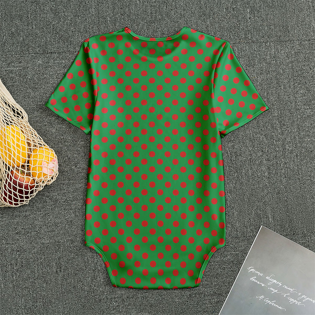 Green And Red Polka Dot Pattern Print Men's Bodysuit