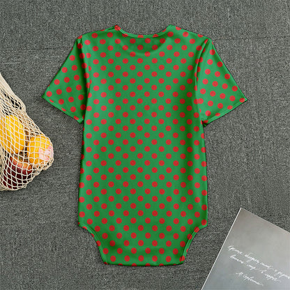 Green And Red Polka Dot Pattern Print Men's Bodysuit