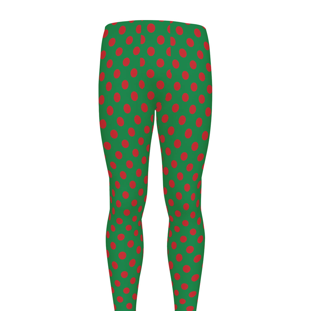 Green And Red Polka Dot Pattern Print Men's leggings