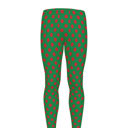 Green And Red Polka Dot Pattern Print Men's leggings
