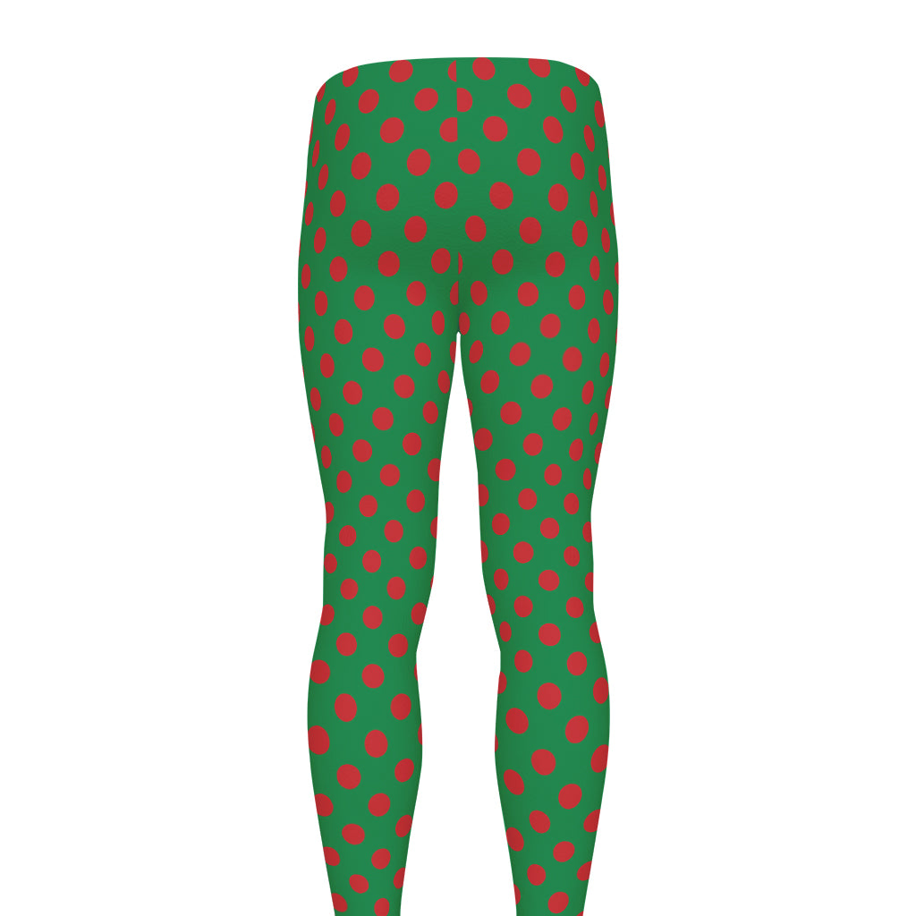 Green And Red Polka Dot Pattern Print Men's leggings