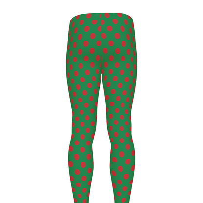Green And Red Polka Dot Pattern Print Men's leggings