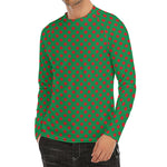 Green And Red Polka Dot Pattern Print Men's Long Sleeve Rash Guard
