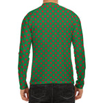Green And Red Polka Dot Pattern Print Men's Long Sleeve Rash Guard