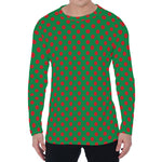 Green And Red Polka Dot Pattern Print Men's Long Sleeve T-Shirt