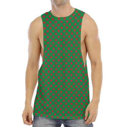 Green And Red Polka Dot Pattern Print Men's Muscle Tank Top