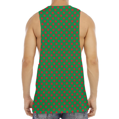 Green And Red Polka Dot Pattern Print Men's Muscle Tank Top