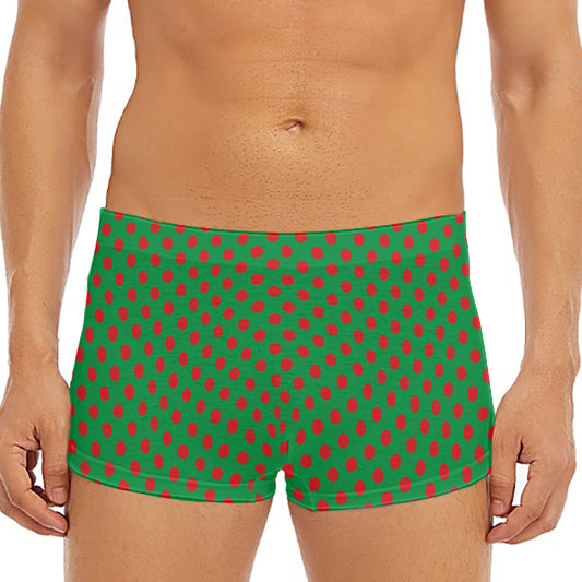 Green And Red Polka Dot Pattern Print Men's Short Boxer Briefs