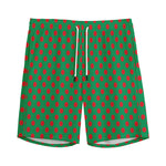 Green And Red Polka Dot Pattern Print Men's Sports Shorts