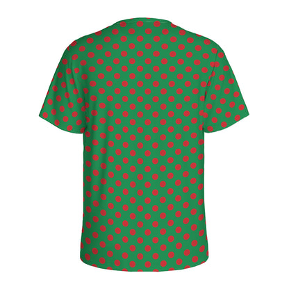 Green And Red Polka Dot Pattern Print Men's Sports T-Shirt
