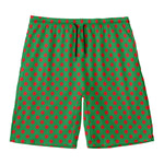 Green And Red Polka Dot Pattern Print Men's Swim Trunks