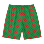 Green And Red Polka Dot Pattern Print Men's Swim Trunks