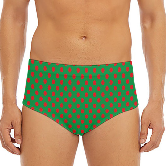 Green And Red Polka Dot Pattern Print Men's Triangle Swim Briefs