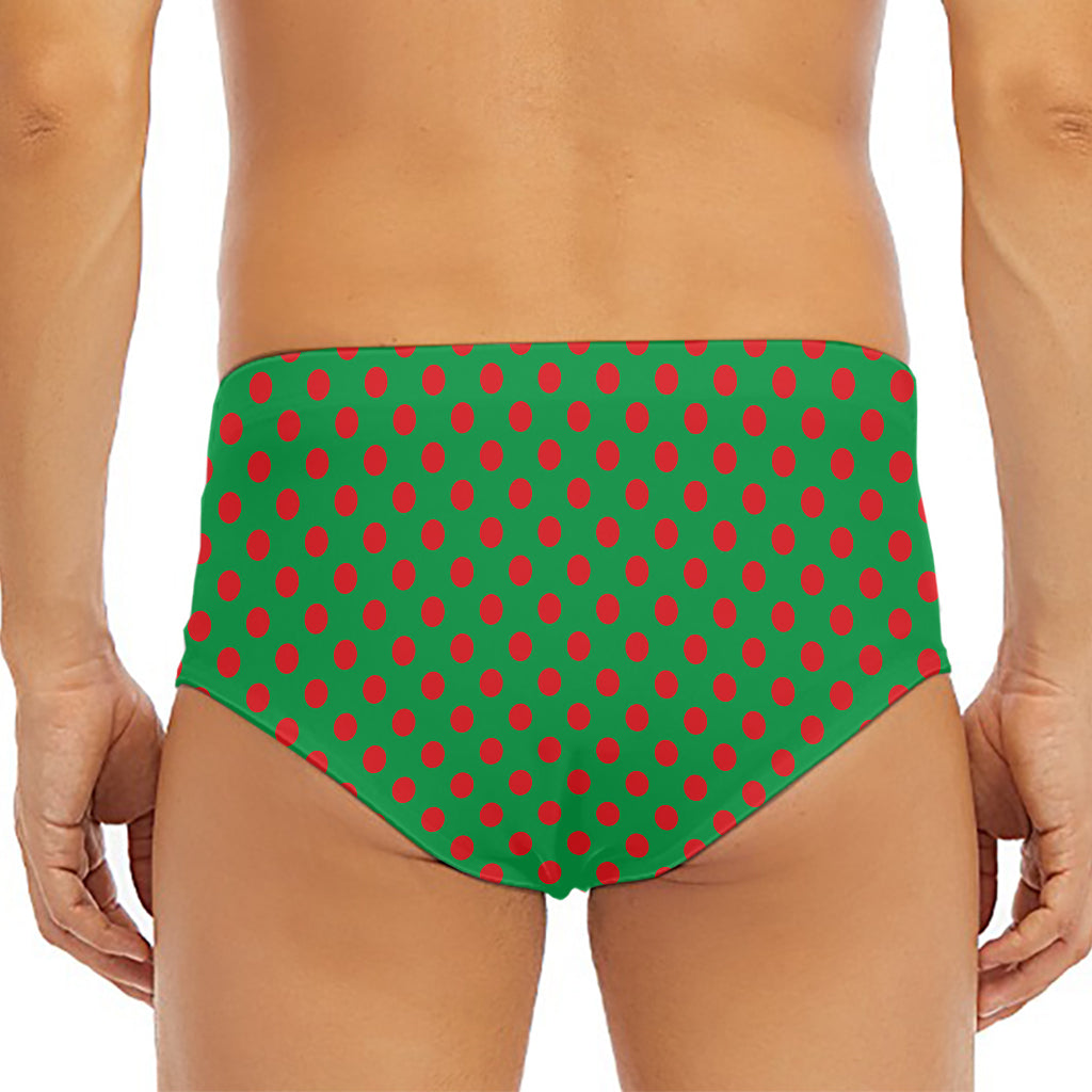 Green And Red Polka Dot Pattern Print Men's Triangle Swim Briefs