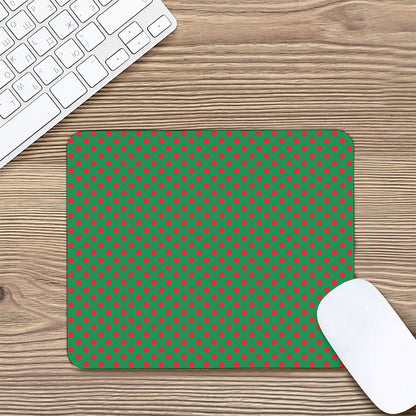 Green And Red Polka Dot Pattern Print Mouse Pad