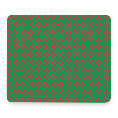 Green And Red Polka Dot Pattern Print Mouse Pad