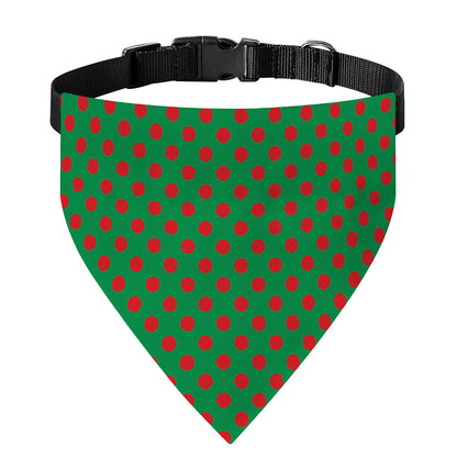Green And Red Polka Dot Pattern Print Over The Collar Dog Bandana