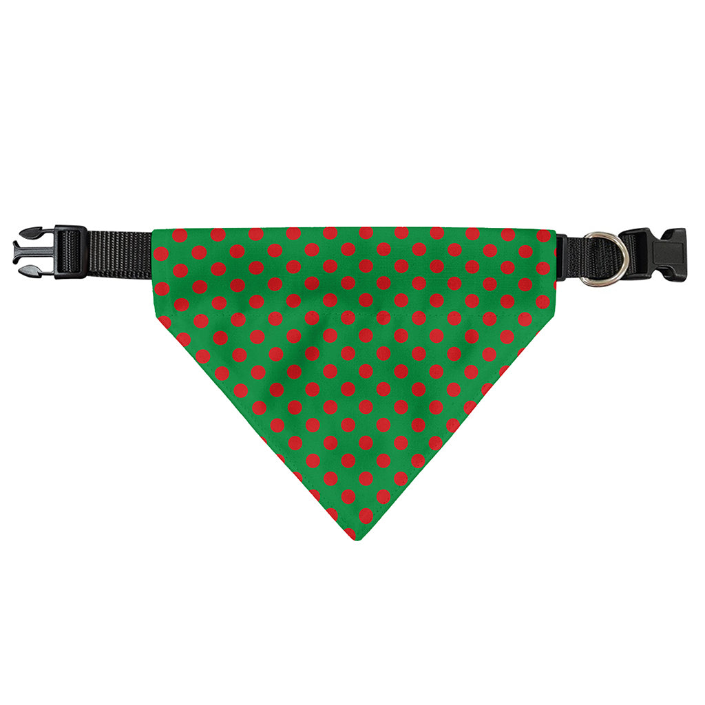 Green And Red Polka Dot Pattern Print Over The Collar Dog Bandana