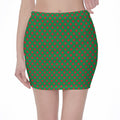 Green And Red Polka Dot Pattern Print Pencil Mini Skirt