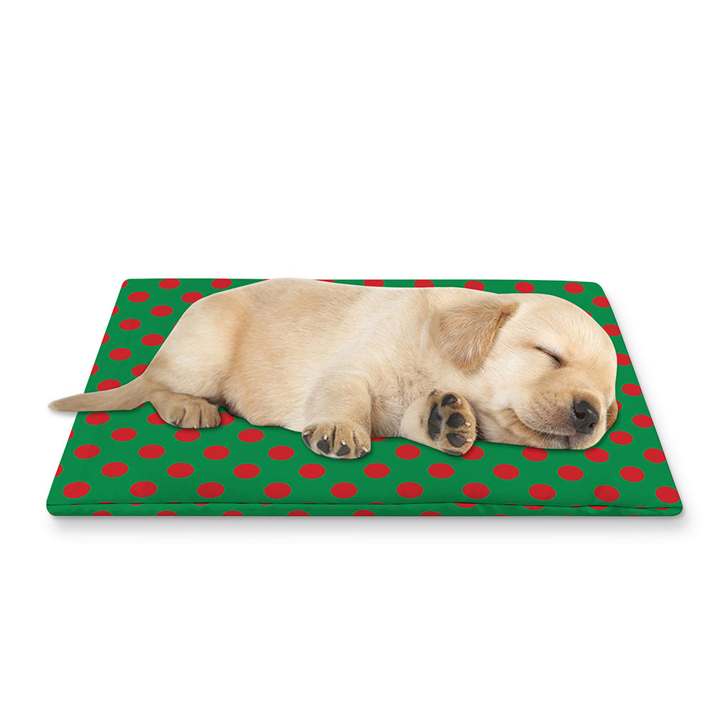 Green And Red Polka Dot Pattern Print Pet Cooling Mat Cover