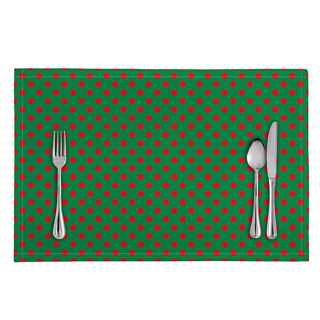 Green And Red Polka Dot Pattern Print Placemat