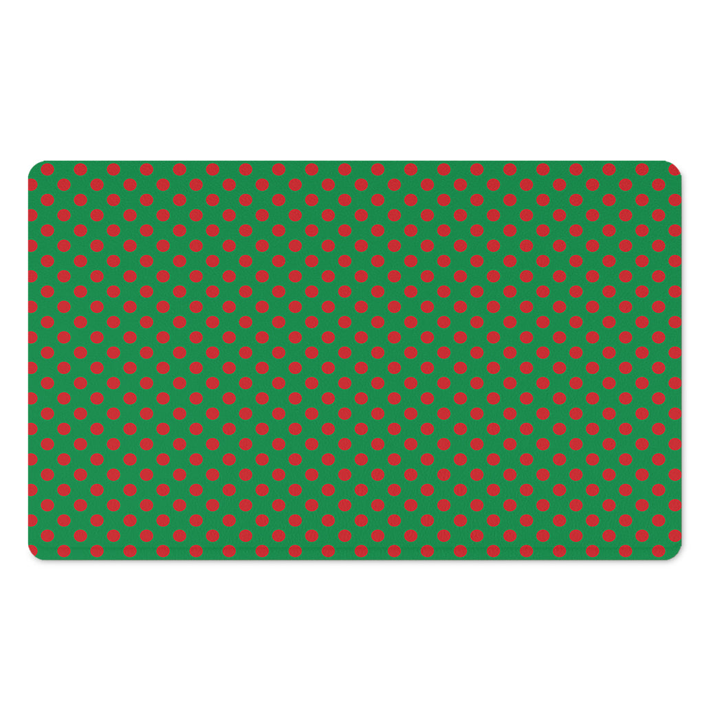 Green And Red Polka Dot Pattern Print Polyester Doormat
