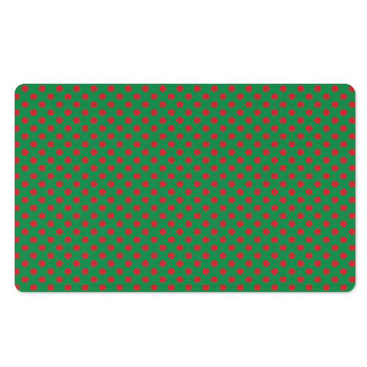 Green And Red Polka Dot Pattern Print Polyester Doormat