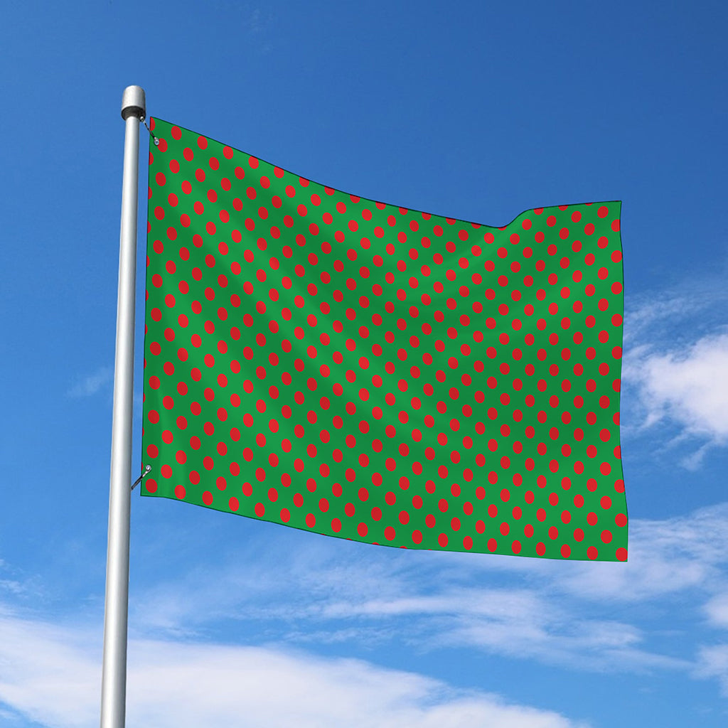 Green And Red Polka Dot Pattern Print Polyester Flag
