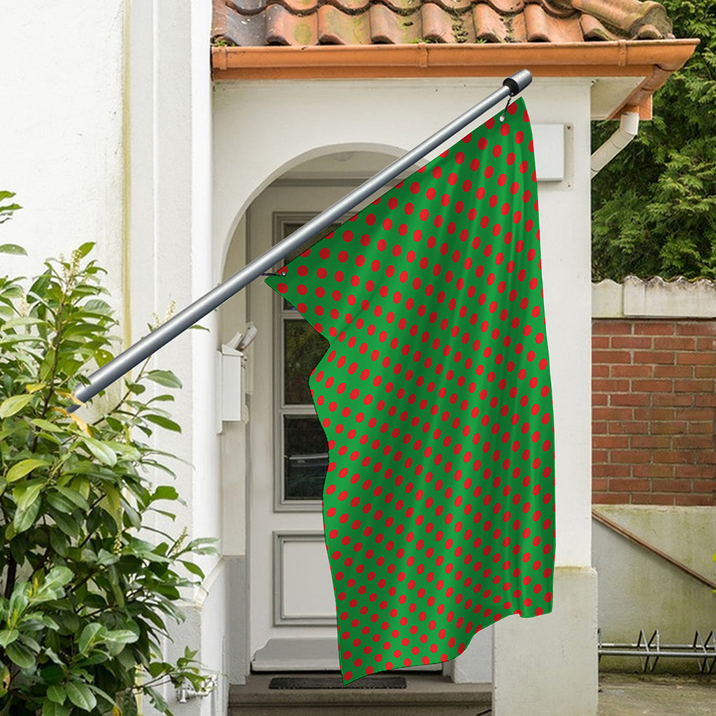 Green And Red Polka Dot Pattern Print Polyester Flag