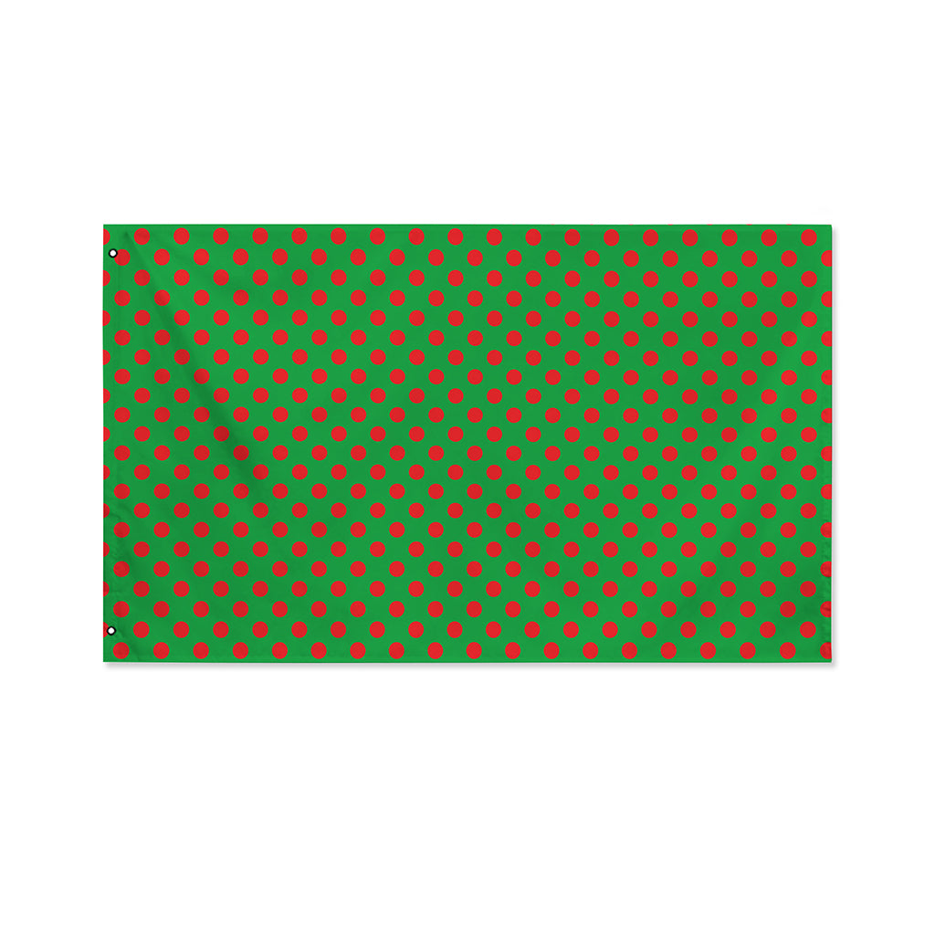 Green And Red Polka Dot Pattern Print Polyester Flag