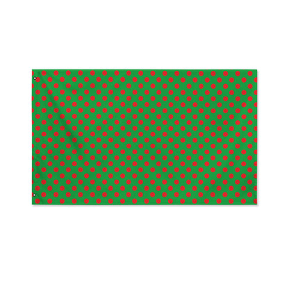 Green And Red Polka Dot Pattern Print Polyester Flag