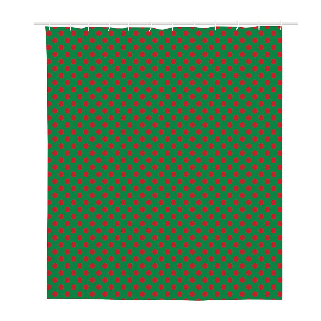 Green And Red Polka Dot Pattern Print Polyester Shower Curtain