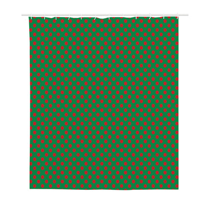 Green And Red Polka Dot Pattern Print Polyester Shower Curtain