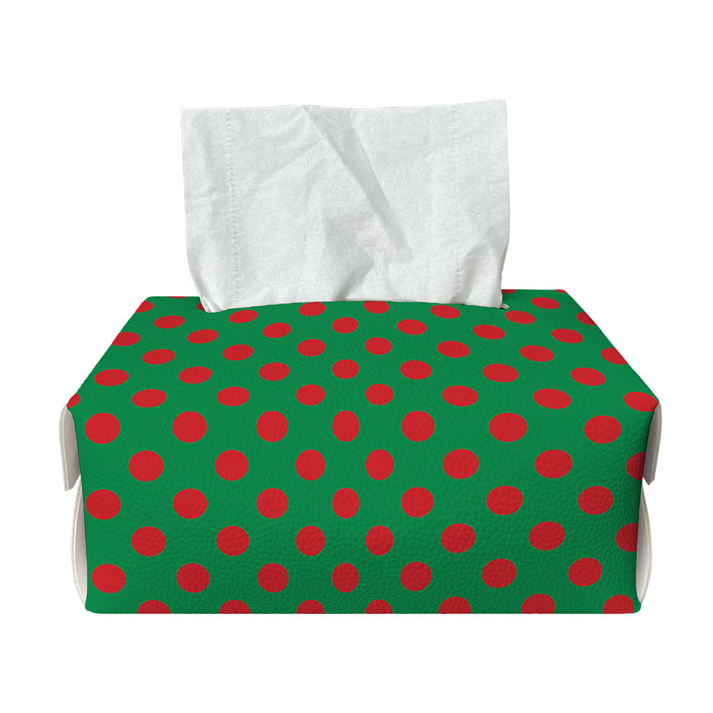Green And Red Polka Dot Pattern Print Rectangle Tissue Box Cover