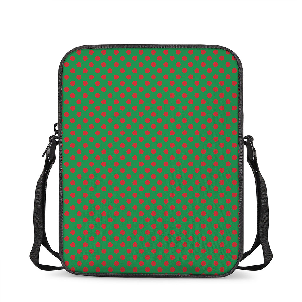 Green And Red Polka Dot Pattern Print Rectangular Crossbody Bag